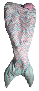Authentic Kids Mermaid Tail Blanket Pink Aqua Plush Fleece Sleeping Bag 49”